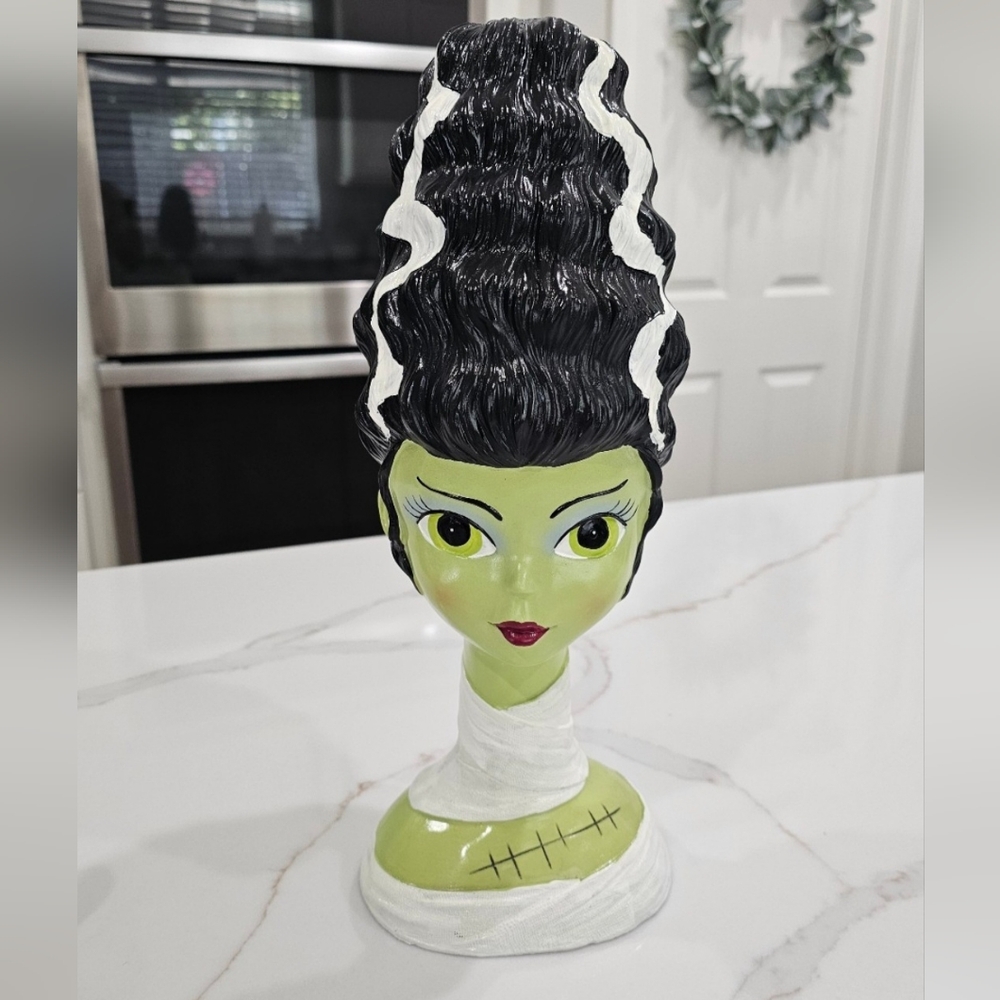 Viral Tiktok Bride Of Frankenstein Head Halloween Bust Figurine Statue